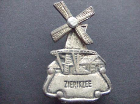 Zierikzee Molen De Hoop stenen korenmolen zilverkleurig, broche